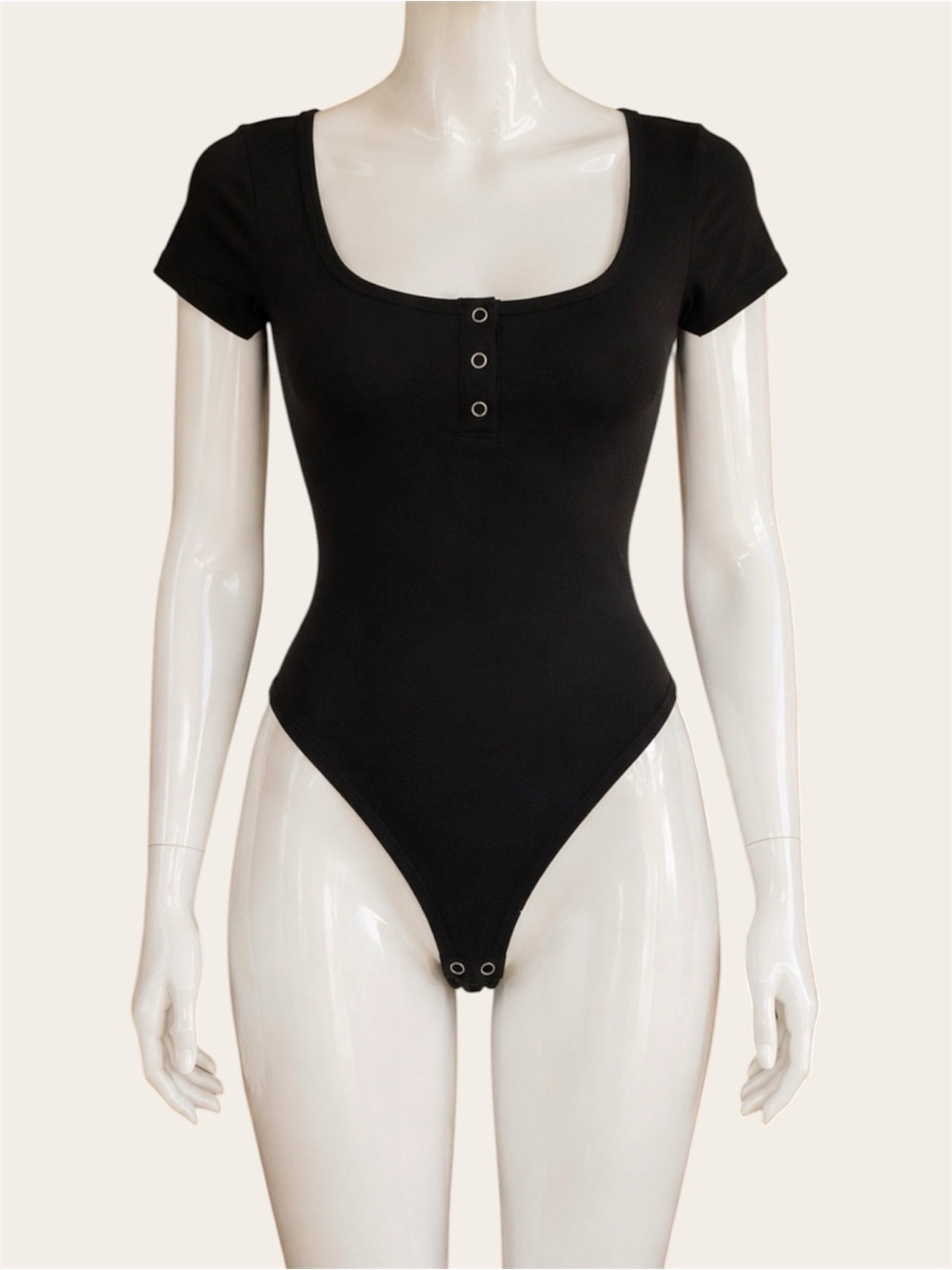 Hollister Black Short Sleeve Henley Bodysuit